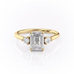 1.91 CT Emerald Cut Three Stone Moissanite Engagement Ring 11