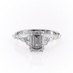 2.10 CT Emerald Cut Cluster Moissanite Engagement Ring 10