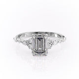 2.10 CT Emerald Cut Cluster Moissanite Engagement Ring 10