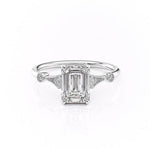 1.91 CT Emerald Cut Solitaire Milgrain Pave Set Moissanite Engagement Ring 10