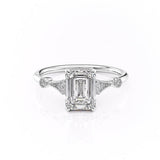 1.91 CT Emerald Cut Solitaire Milgrain Pave Set Moissanite Engagement Ring 10