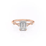 1.91 CT Emerald Cut Solitaire Milgrain Pave Set Moissanite Engagement Ring 12