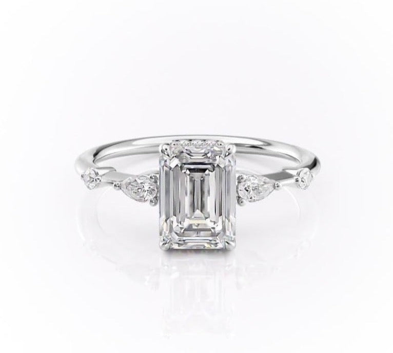 1.91 CT Emerald Cut Solitaire Hidden Halo Setting Moissanite Engagement Ring 10
