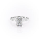 2.10 CT Emerald Cut Solitaire Pave Setting Moissanite Engagement Ring 10
