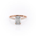 2.10 CT Emerald Cut Solitaire Pave Setting Moissanite Engagement Ring 12