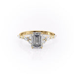 2.10 CT Emerald Cut Cluster Moissanite Engagement Ring 11