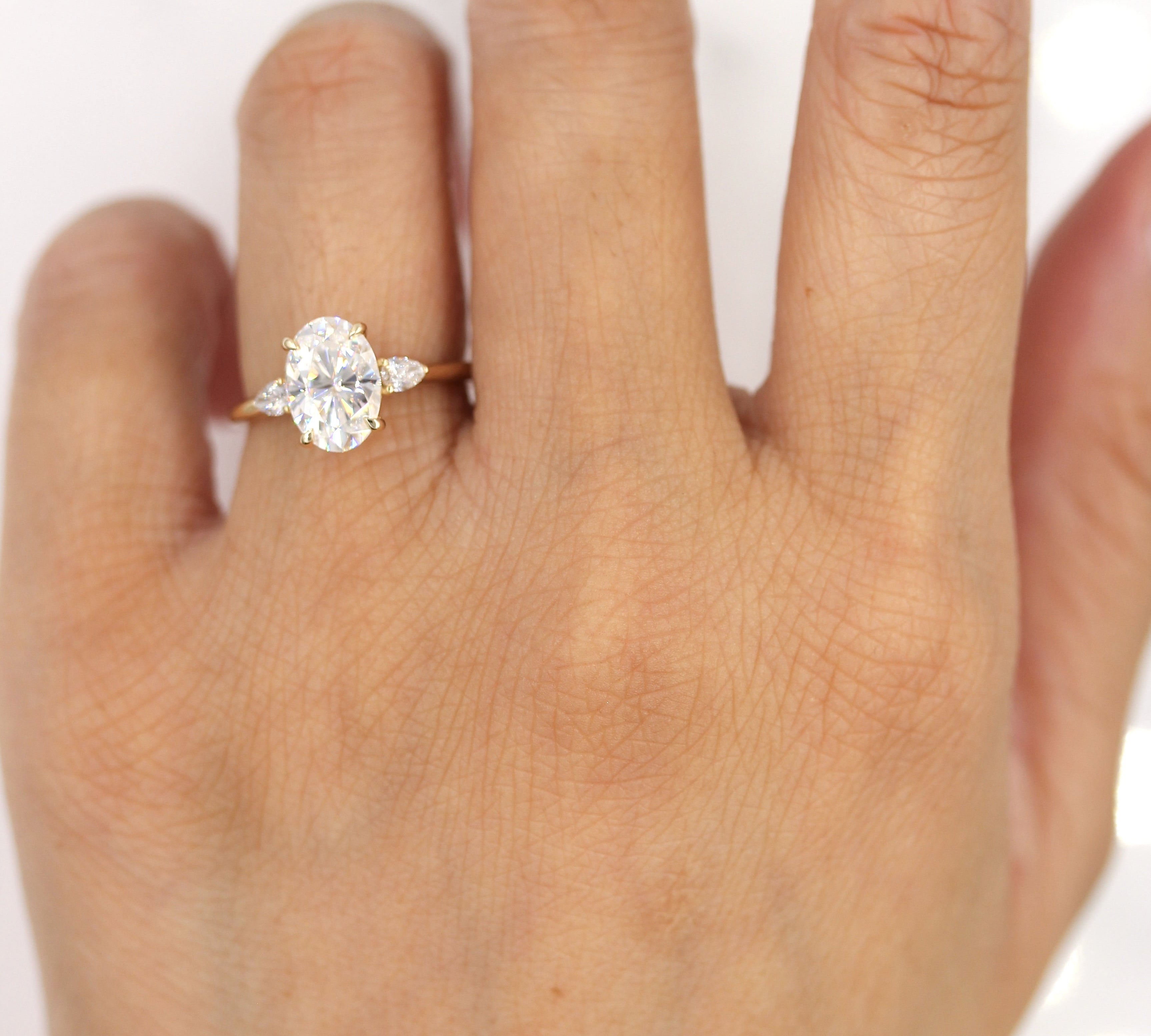 3.75 CT Oval Cut Three Stone Moissanite Engagement Ring 2