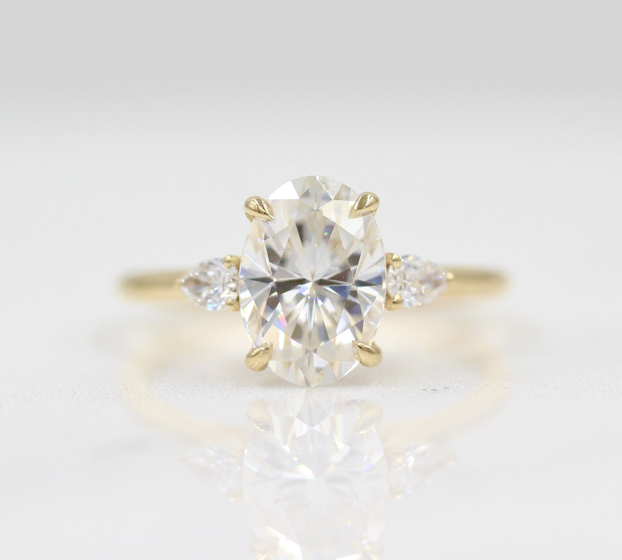 3.75 CT Oval Cut Three Stone Moissanite Engagement Ring 1