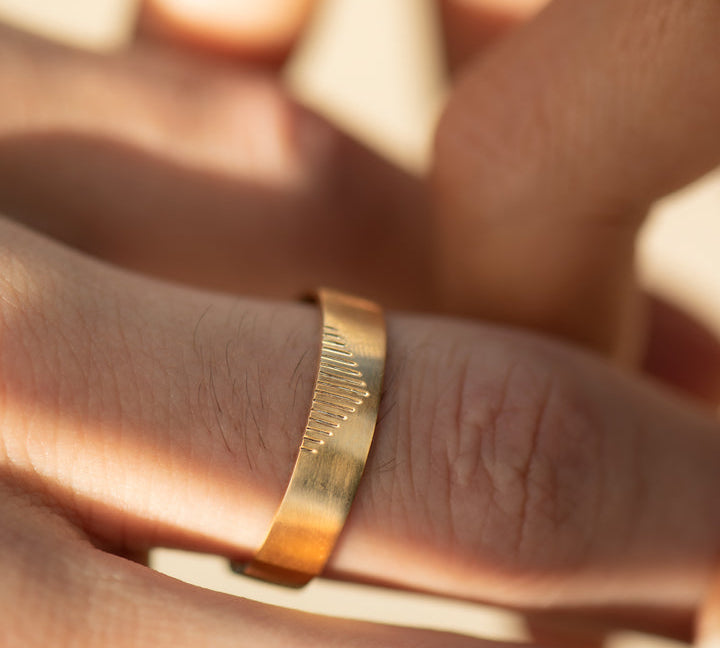 Classic Men's Wedding Band With Linear Mountains 2