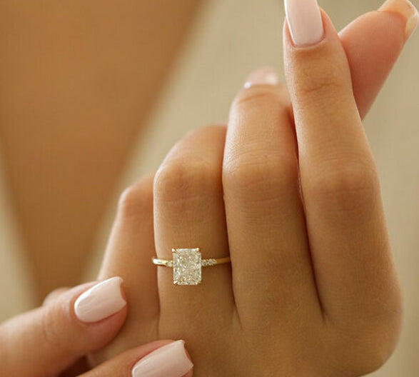 2.43 CT Radiant Cut Solitaire Style Moissanite Engagement Ring 2