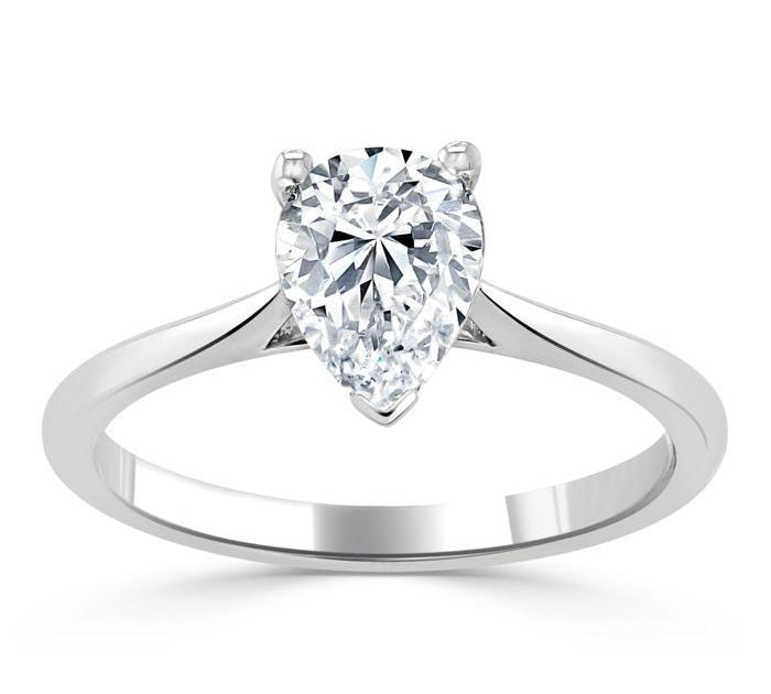 0.75 CT Pear Cut Solitaire Moissanite Engagement Ring 2