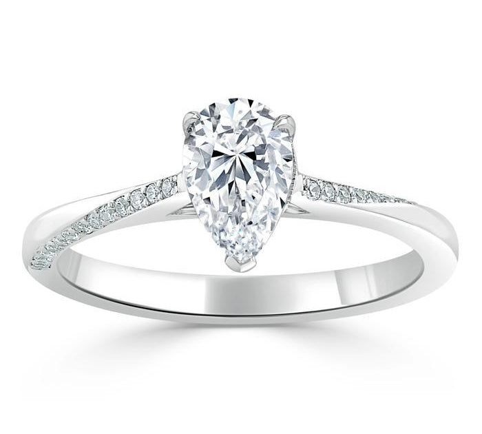 0.75 CT Pear Cut Solitaire Moissanite Engagement Ring 2