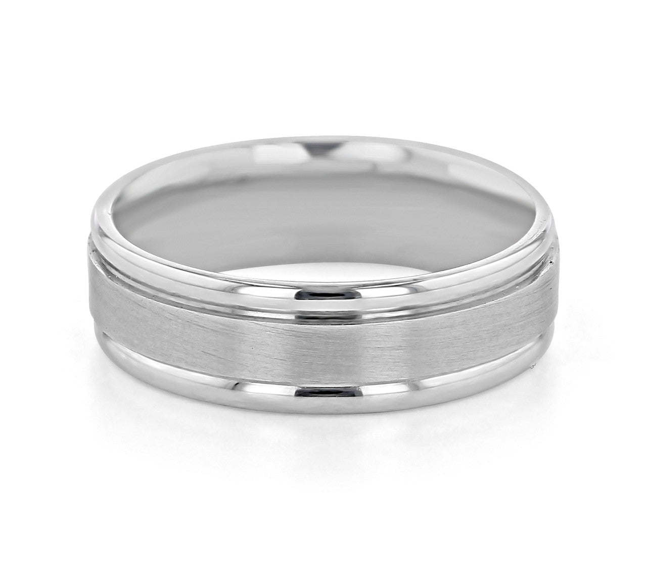 Satin-Finish White Gold Classic Men's Band 1