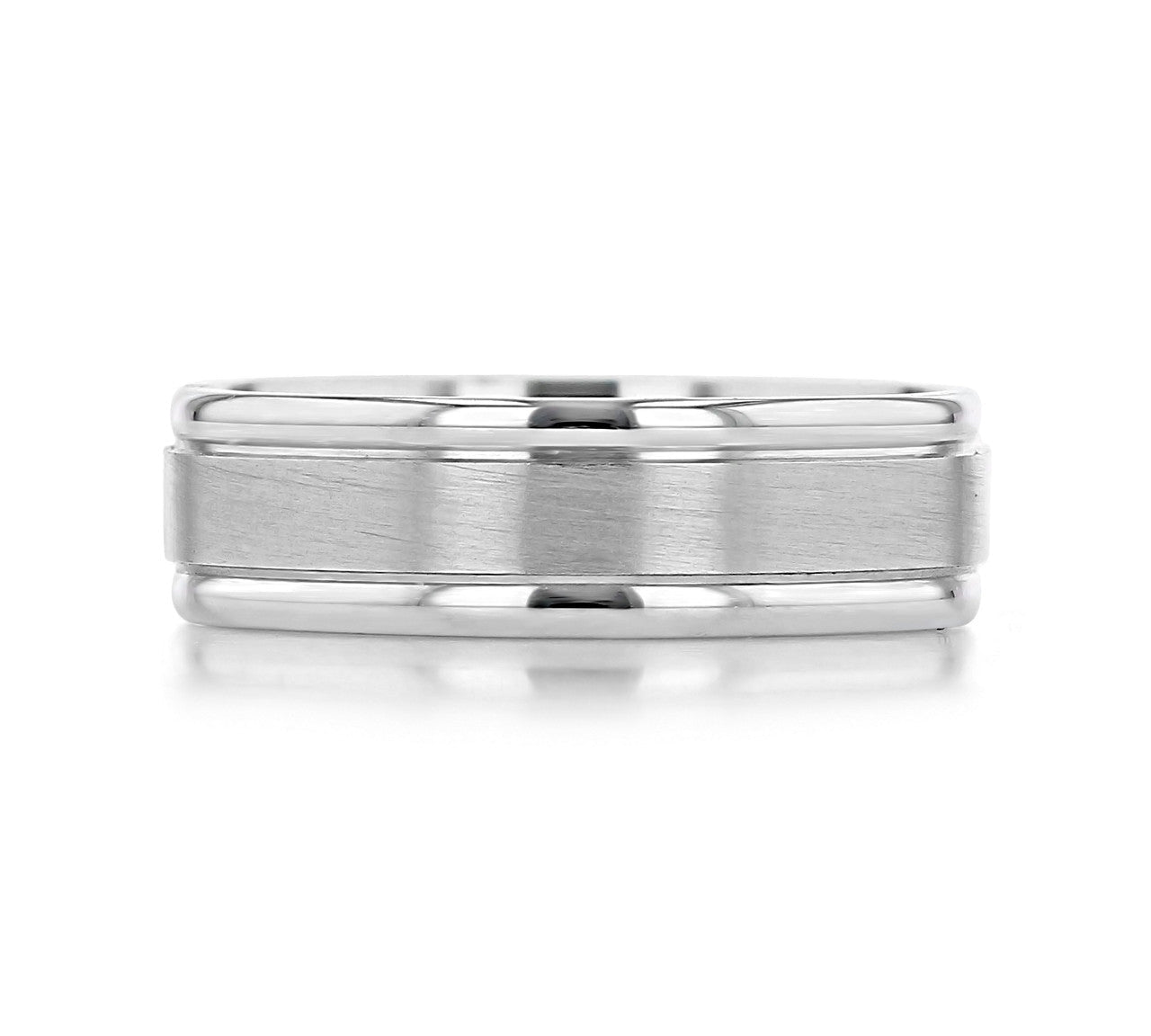 Satin-Finish White Gold Classic Men's Band 3