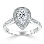 1.52 CT Pear Cut Halo Channel Pave Moissanite Engagement Ring 3