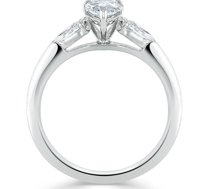 1.0 CT Pear Cut Moissanite Three Stone Engagement Ring 2