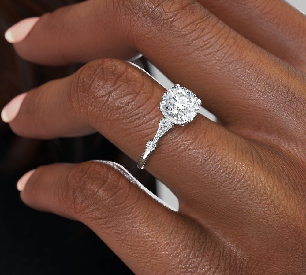 1.35 CT Round Cut Solitaire Moissanite Engagement Ring 1