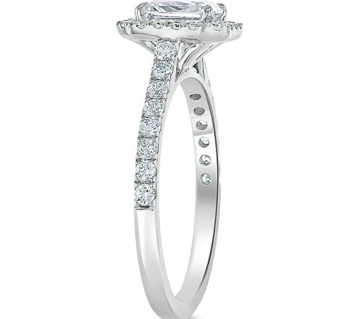 1.0 CT Radiant Cut Halo Pave Setting Moissanite Engagement Ring 3