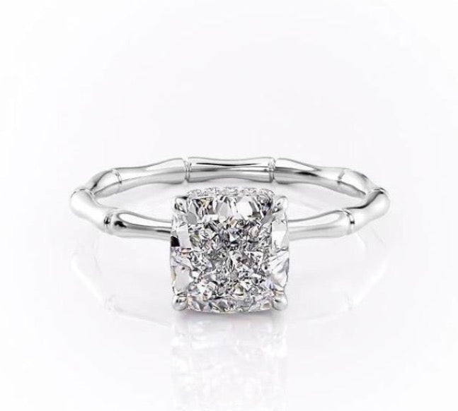 2.15 CT Cushion Cut Solitaire Style Moissanite Engagement Ring 10