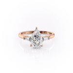 2.0 CT Pear Cut Three Stone Moissanite Engagement Ring 12