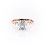 2.10 CT Emerald Cut Three Stone Moissanite Engagement Ring 12