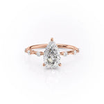 2.0 CT Pear Cut Solitaire Dainty Pave Moissanite Engagement Ring 12
