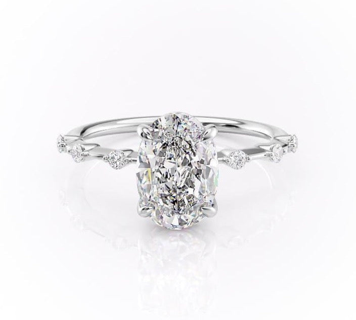 2.72 CT Oval Cut Solitaire Dainty Pave Moissanite Engagement Ring 10