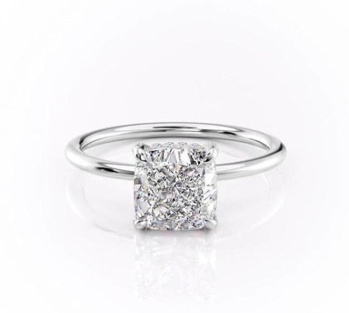 2.54 CT Cushion Cut Solitaire Style Moissanite Engagement Ring 10