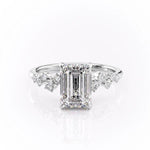2.10 CT Emerald Cut Cluster Moissanite Engagement Ring 10