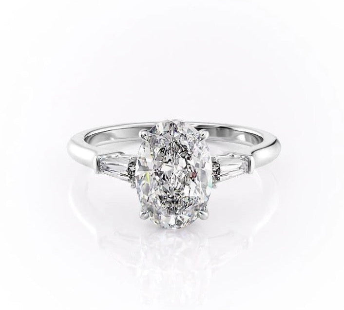 2.72 CT Oval Cut Three Stone Moissanite Engagement Ring 10