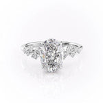 2.10 Oval Cut Cluster Style Moissanite Engagement Ring 10