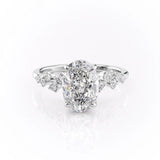 2.10 Oval Cut Cluster Style Moissanite Engagement Ring 10