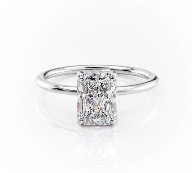 2.0 CT Radiant Cut Solitaire Hidden Halo Setting Moissanite Engagement Ring 10
