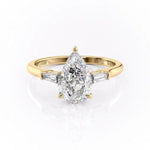 2.0 CT Pear Cut Three Stone Moissanite Engagement Ring 11