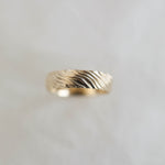 Yellow Gold Men's Wedding Band with wave like texture 2