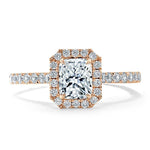 1.0 CT Radiant Cut Halo Pave Setting Moissanite Engagement Ring 7