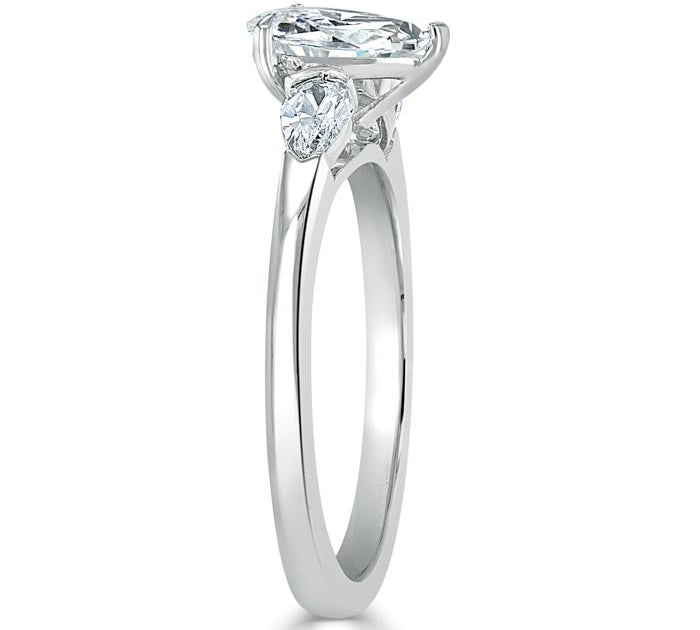 1.0 CT Pear Cut Moissanite Three Stone Engagement Ring 3