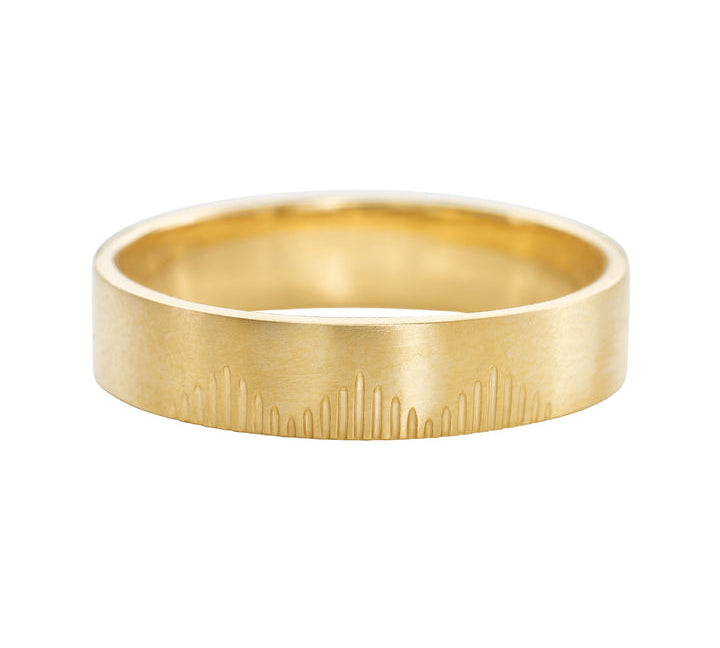 Classic Men's Wedding Band With Linear Mountains 1