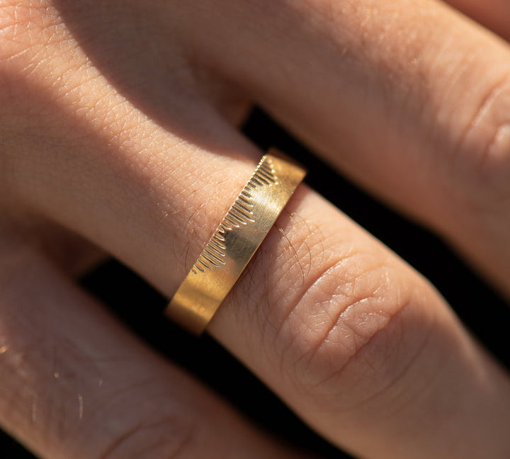 Classic Men's Wedding Band With Linear Mountains 3