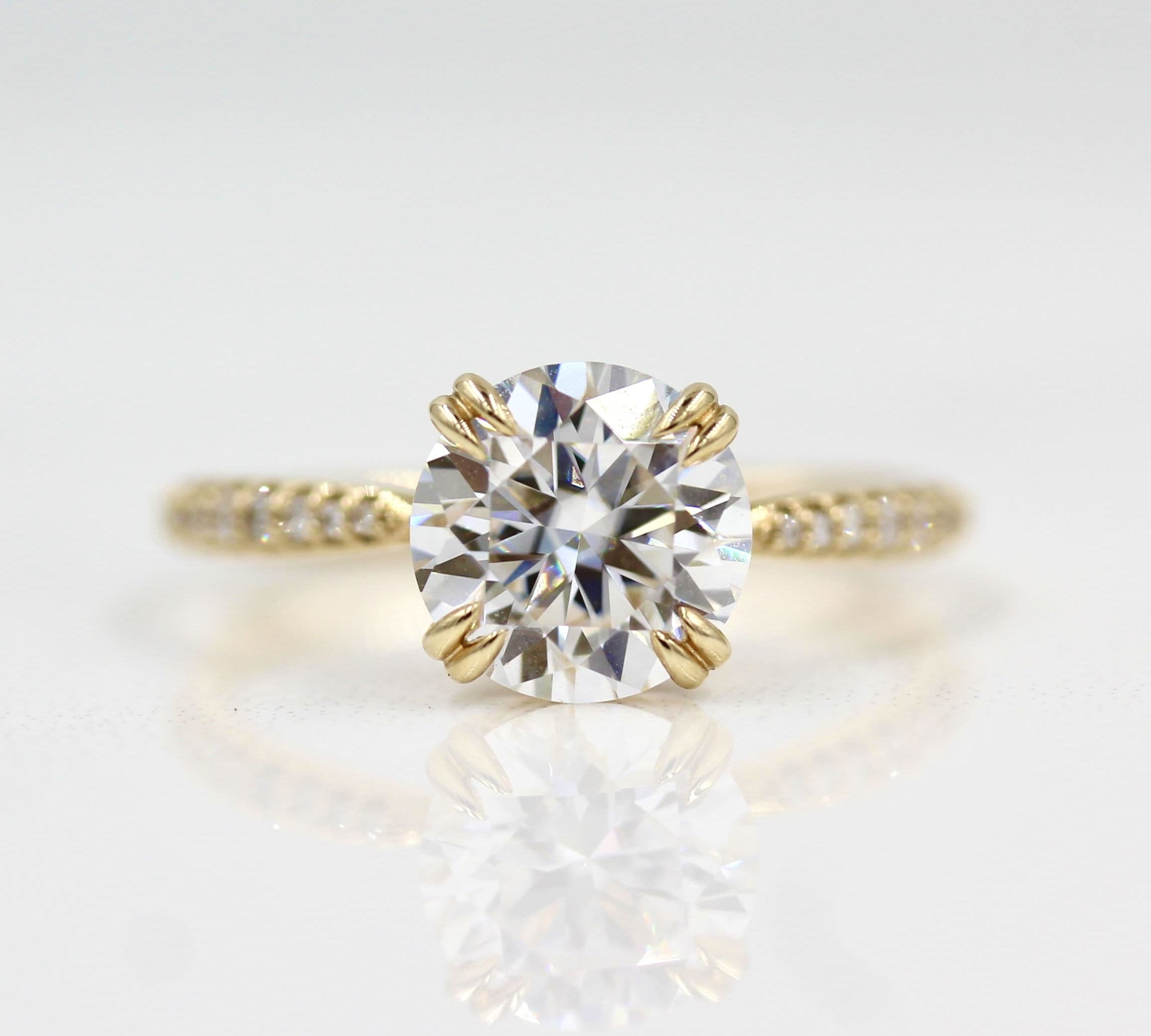 1.80 CT Round Solitaire Moissanite Engagement Ring With Pave Setting 1