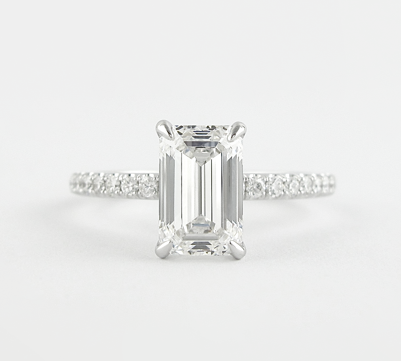 1.60 CT Emerald Solitaire & Pave Setting Moissanite Engagement Ring 1