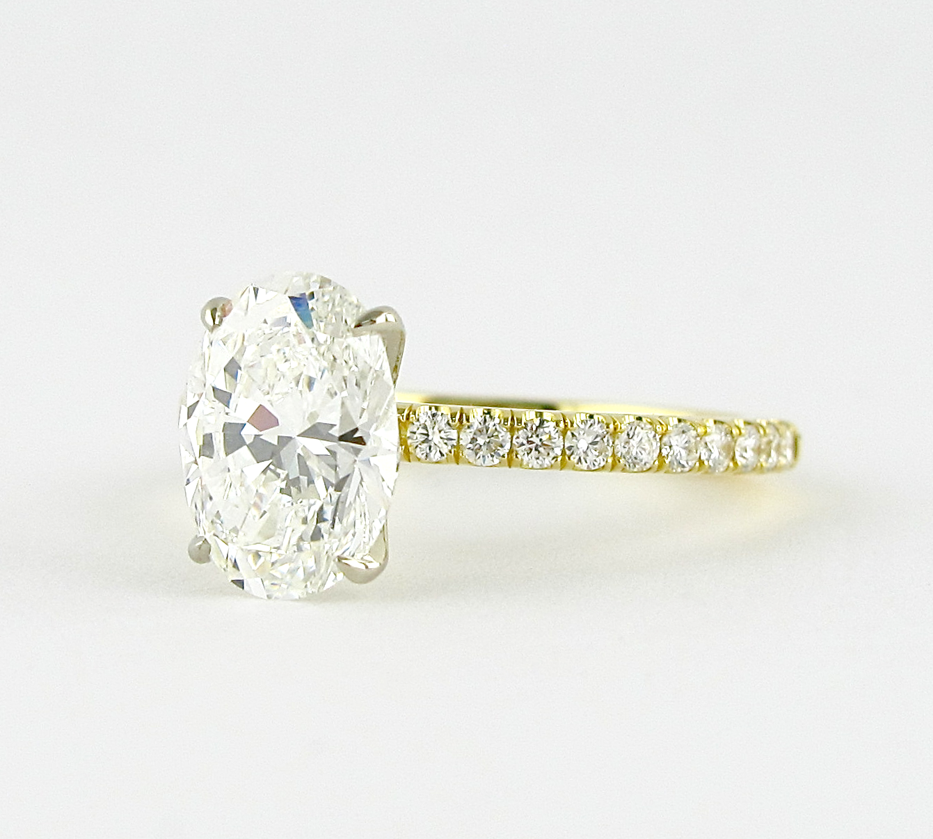 1.33 CT Oval Solitaire & Pave Setting Moissanite Engagement Ring 2