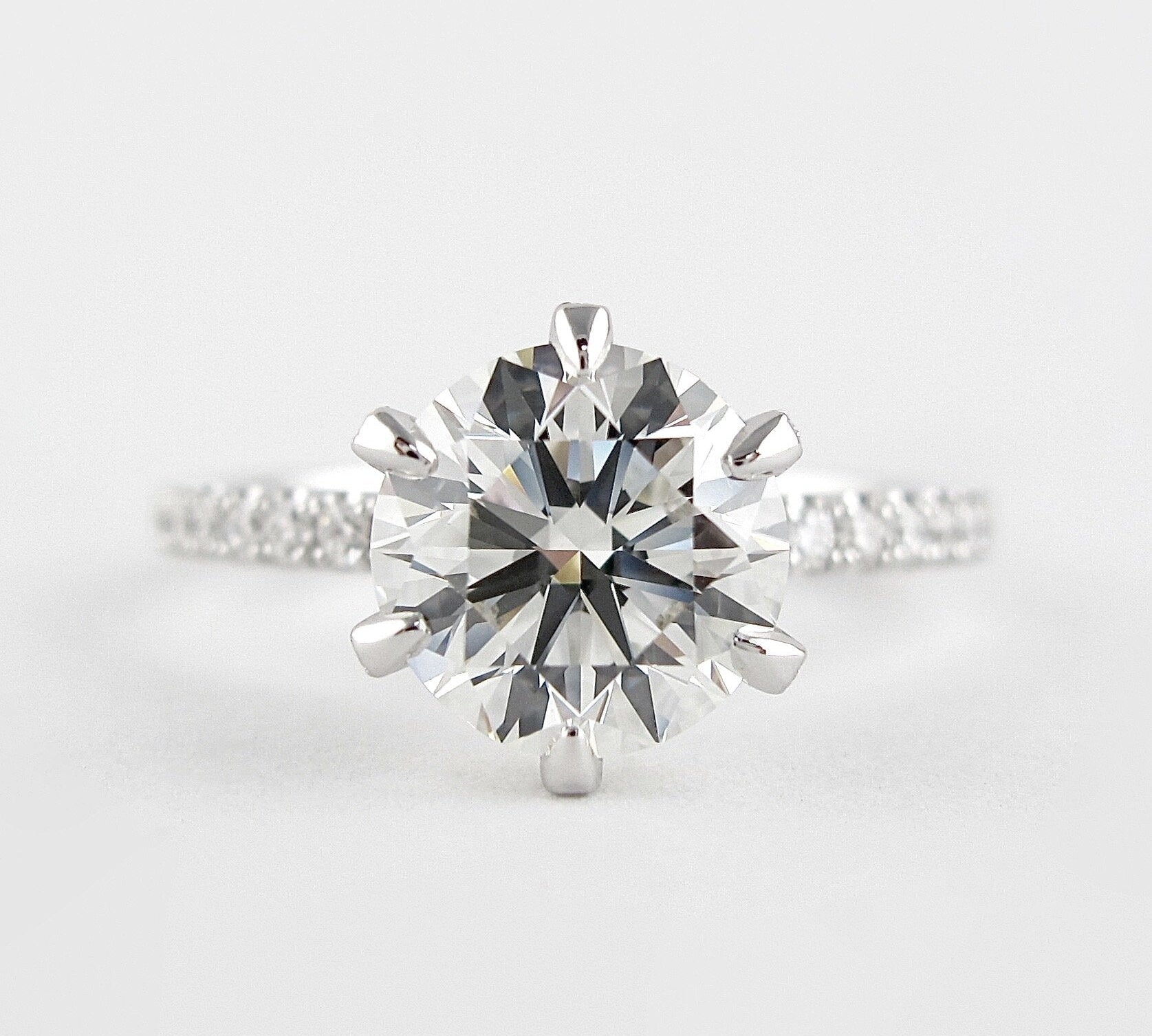 1.5 CT Round Cut Pave Setting Moissanite Engagement Ring 1