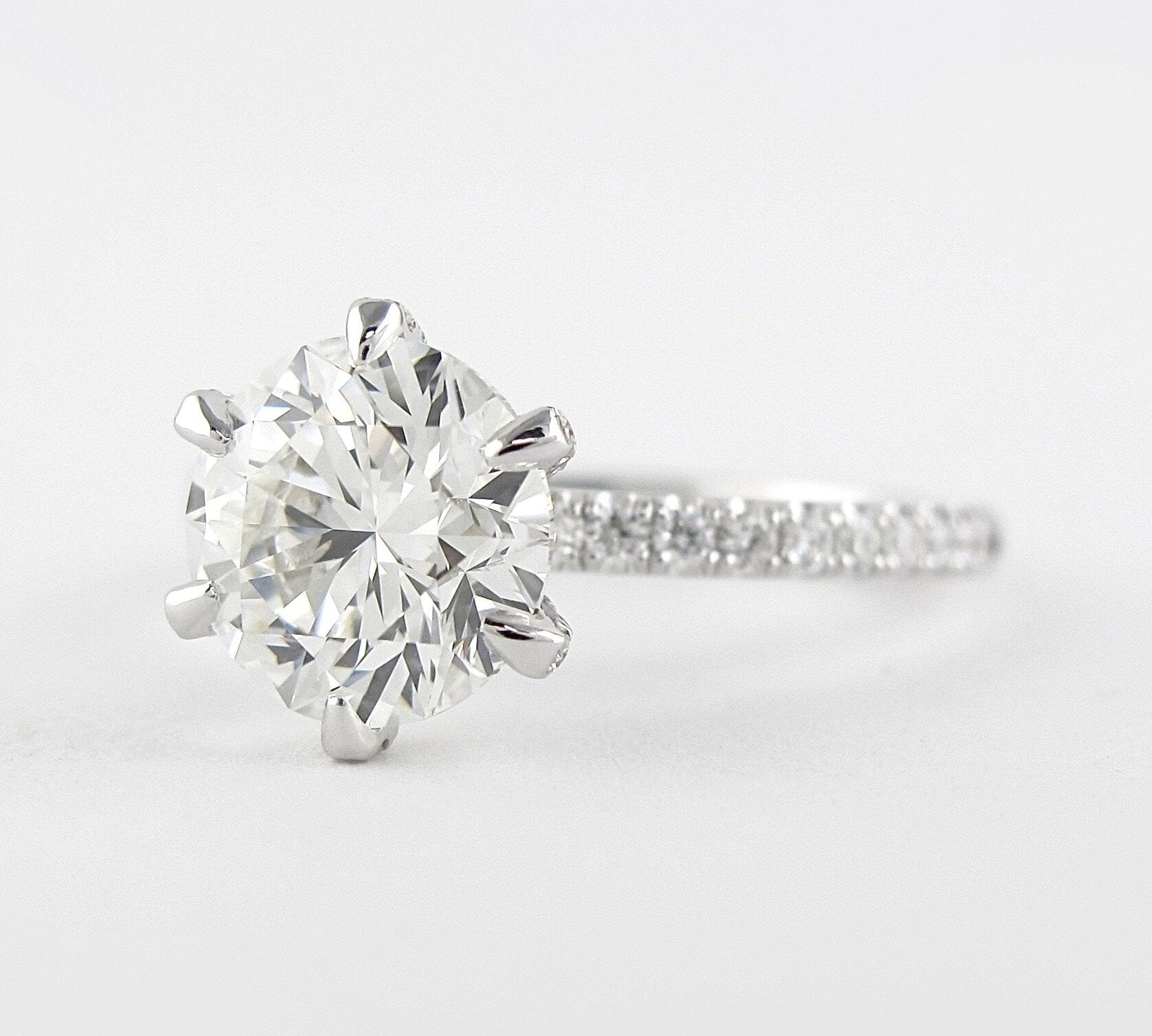 1.5 CT Round Cut Pave Setting Moissanite Engagement Ring 3