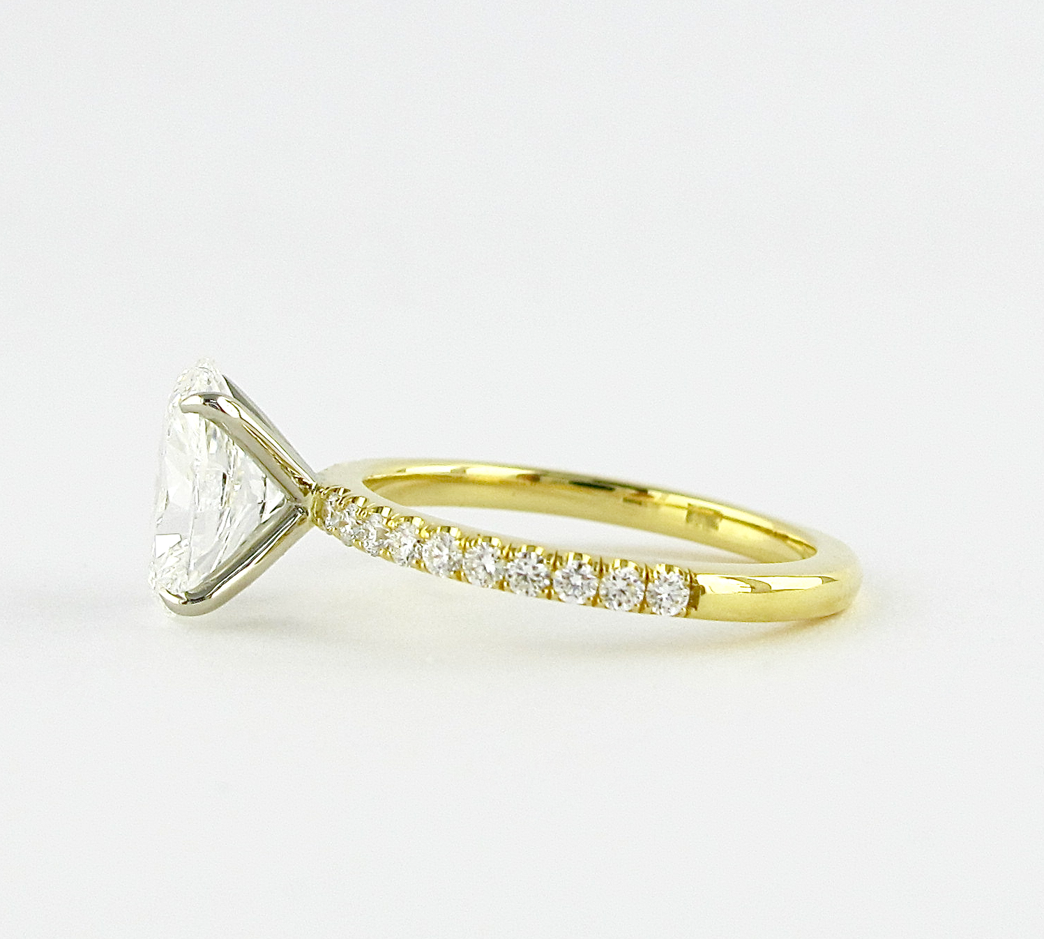 1.33 CT Oval Solitaire & Pave Setting Moissanite Engagement Ring 3