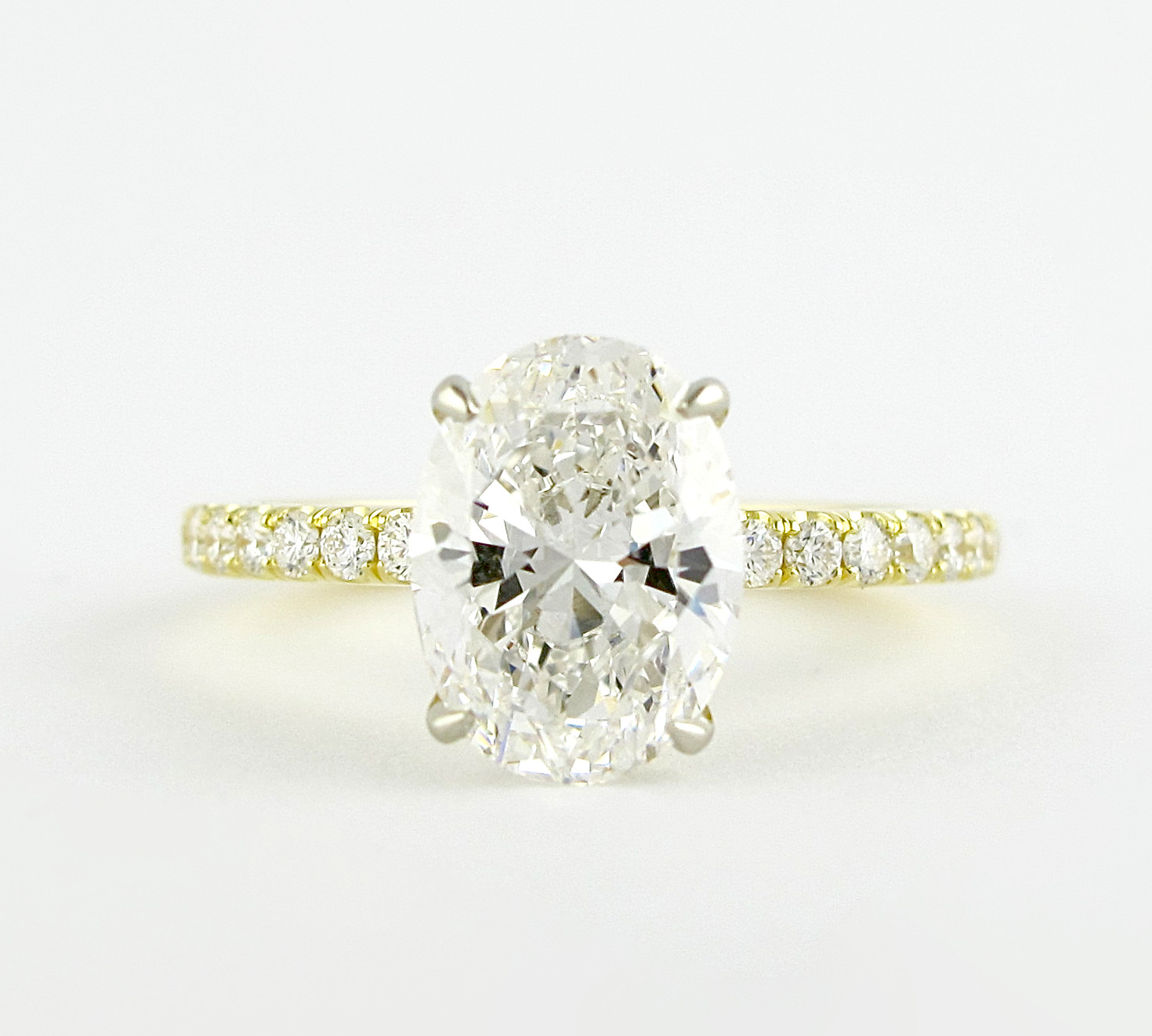 1.33 CT Oval Solitaire & Pave Setting Moissanite Engagement Ring 1