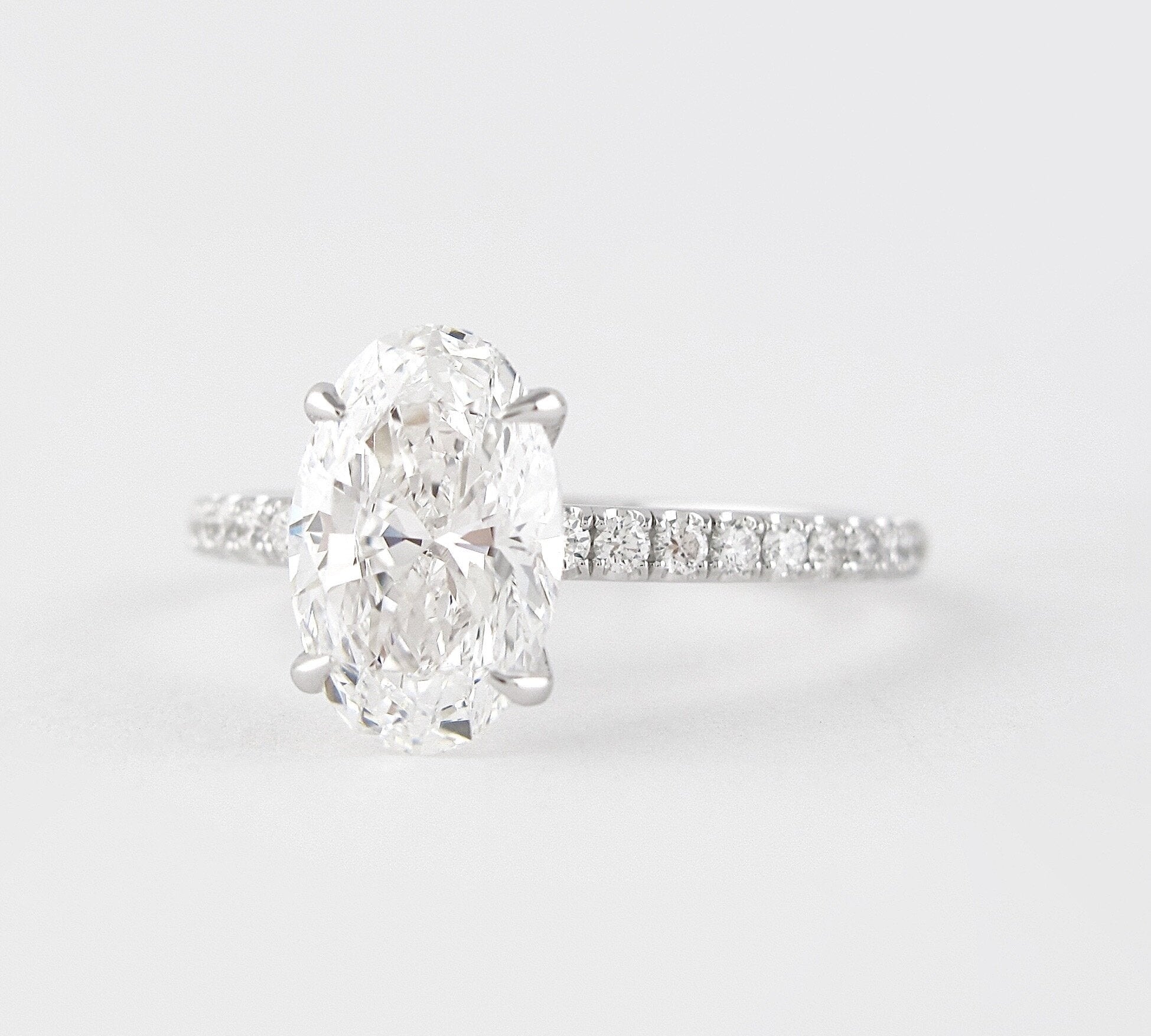 1.91 CT Oval Cut Pave Setting Moissanite Engagement Ring 3