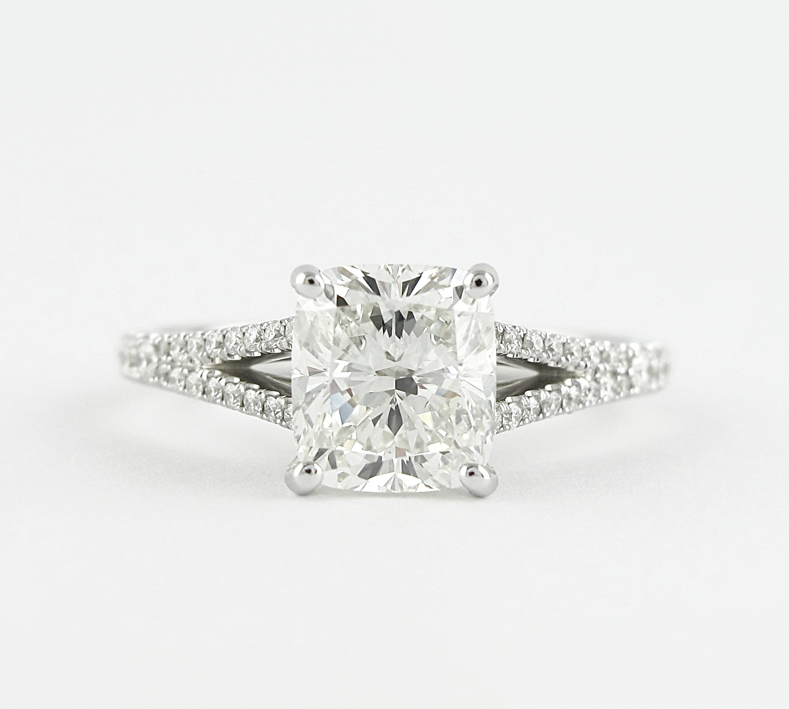 1.20 CT Cushion Solitaire & Split Shank Moissanite Engagement Ring 1