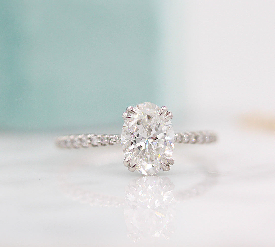 1.91 CT Oval Solitaire Moissanite Engagement Ring With Pave Setting 1