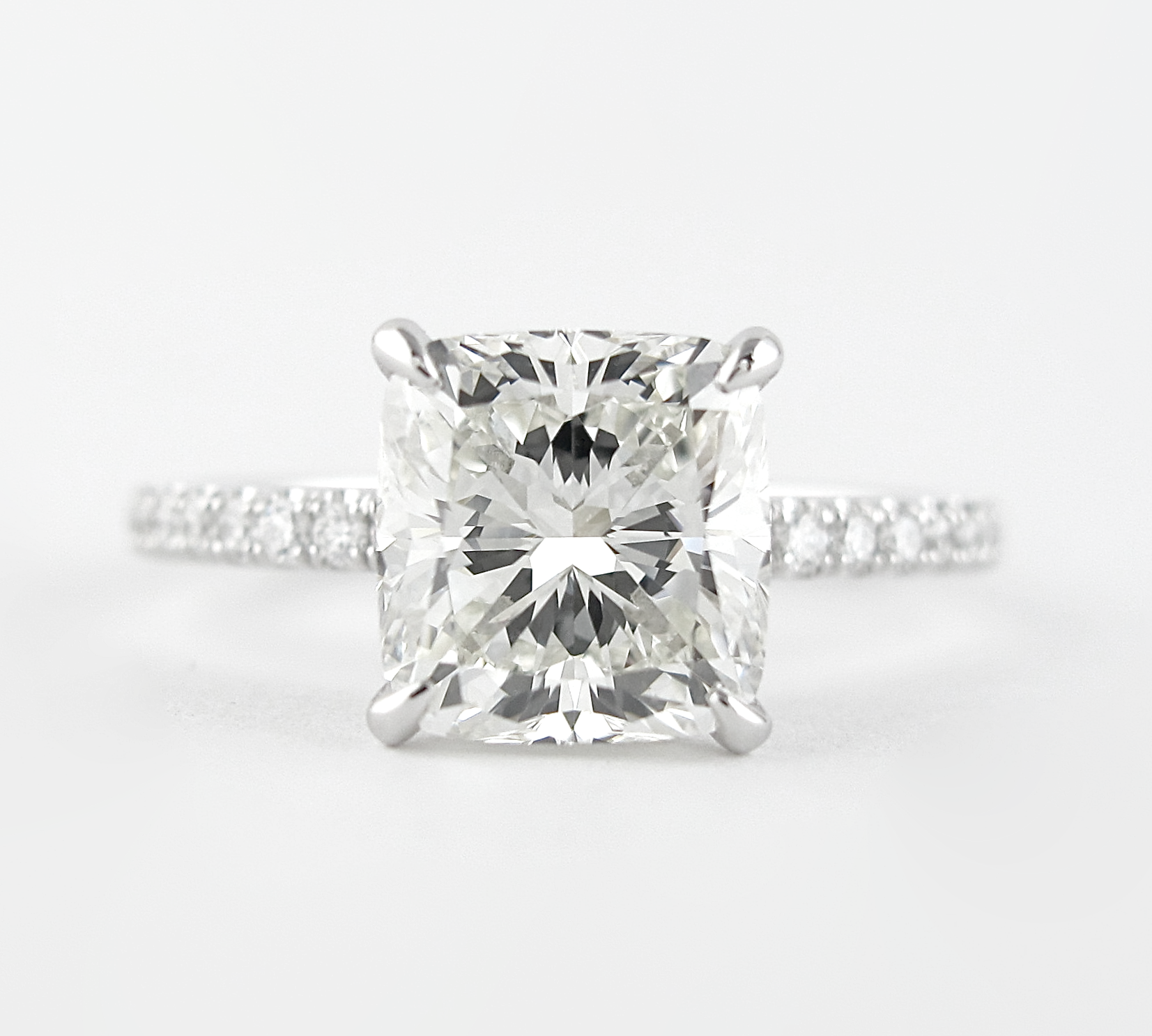 1.80 CT Cushion Hidden Halo & Pave Moissanite Engagement Ring 1